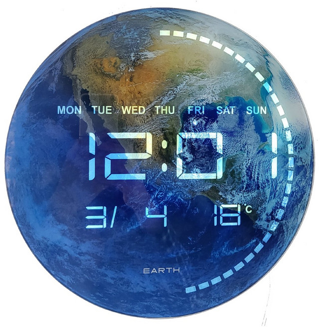 지구 화성 벽시계 LED모듈 탁상 겸용 전자시계 벽걸이 디지털, 1_지구, 1.5미터 전원케이블