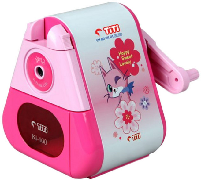 티티경인 티티삼각 연필깎이, 분홍색, 1개