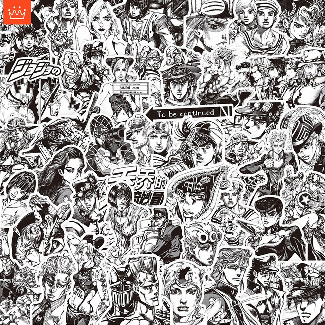 죠죠의 기묘한 모험 스티커 일본 애니메이션 낙서 방수 스티커 세트 77 매, 1세트