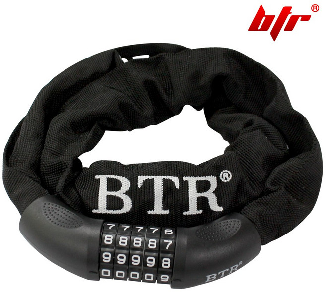 BTR 자전거 자물쇠 열쇠 와이어 관절락 도난방지 잠금장치, 선택06.자물쇠+BTR NC-690 스틸체인(블랙), 1개