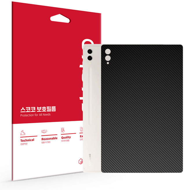 갤럭시탭S9 울트라 유니스킨 후면 외부보호필름, 카본패턴_클리어, 없음