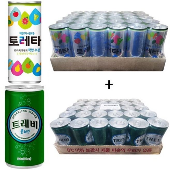 토레타 240ml(30캔) + 트레비 플레인 190ml(30캔), 60개, 240ml