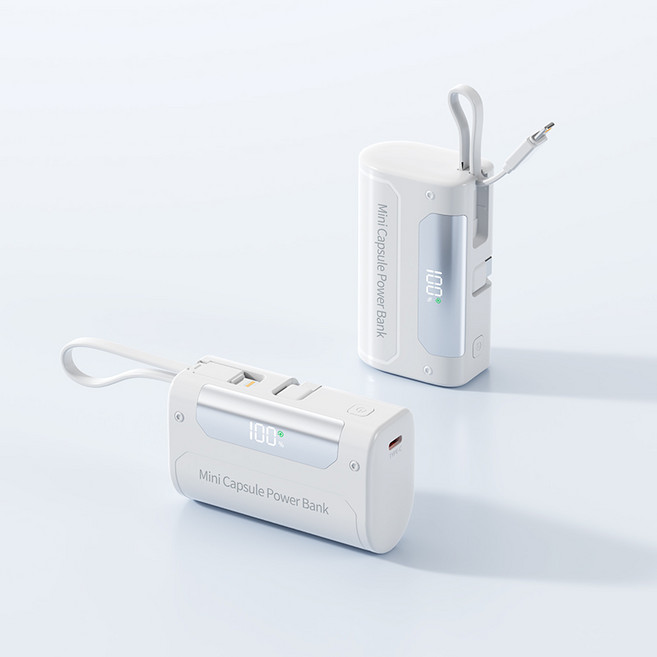 RYZO 대용량 도킹형보조배터리 20000mAh 항공사 규격 준수 22.5W 고속 충전 LED 디스플레이, 흰색