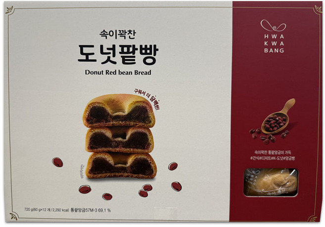 화과방 도넛팥빵 60gx12, 12개, 60g