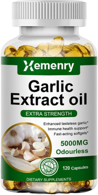 콜레스테롤 저하 심혈관 및 심장 건강 증진을 위한 유기농 무취 마늘 5000mg 캡슐, 1개, 60정