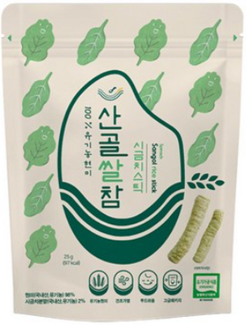 에코맘의산골이유식 산골쌀참, 시금치, 25g, 4개