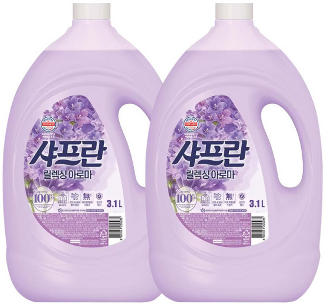 엘지 샤프란 섬유유연제 릴렉싱 아로마, 3.1L, 2개