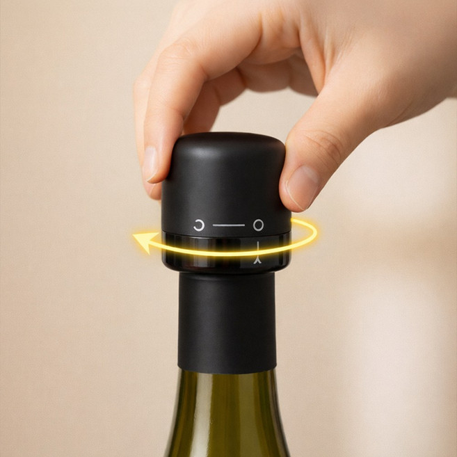 모아즈 초강력 산화 방지 진공 와인 스토퍼 키퍼, 2개, 블랙