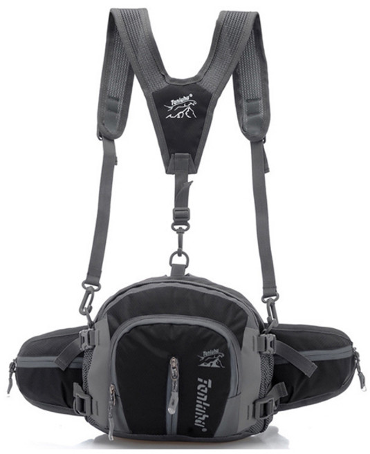 고급 소형 힙색 등산배낭 크로스백 슬링백 자전거가방, 블랙