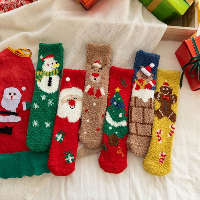 은창]스노우 플레이크 크리스마스 수면 양말 수면양말 겨울 무지양말 기모양말 히트 선물 단체 털 보