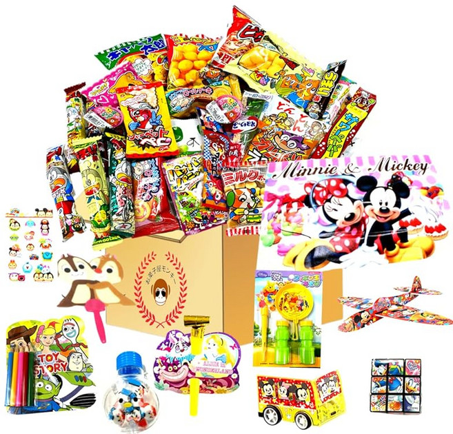 막과자 장난감 모둠 디즈니세트 엄선 막과자 30종 디즈니 장난감 10종 과자집 몽키 한정 파티 선물 선물 어린이용, 1개