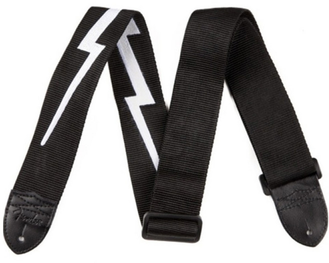 펜더 나일론 라이트닝 볼트 기타 스트랩 블랙, 1개