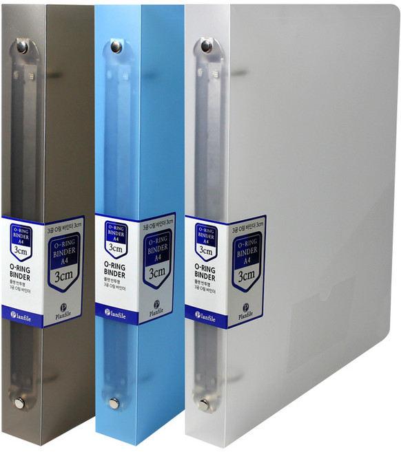 인터탑 반투명 프리미엄 3공 O링 바인더, 1세트, 3공 O링 바인더 3cm 반투명 (3개입)