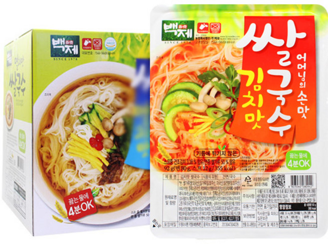 백제 쌀국수 (김치맛) [Gift BOX-10개입], 92g, 10개