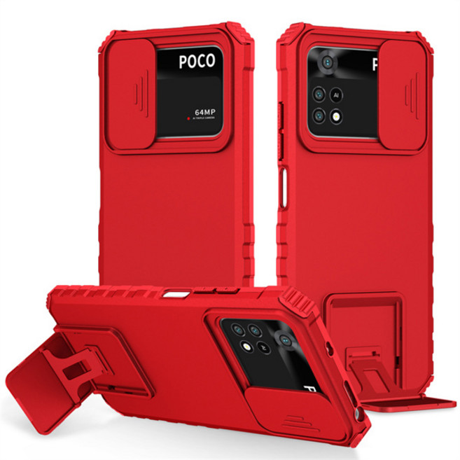 Xiaomi Poco X4 Pro 케이스 충격 방지 갑옷 슬라이드 렌즈 뒷면 커버 Poco Poko Pocco Little X4Pro X 4 Pro 4Pro X4 5G 케이스, [00] For Poco X4 PRO 5G, [00] Red