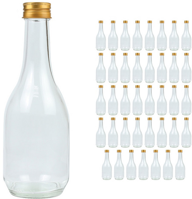 안동소주300 유리병 + 알루미늄캡/골드 1박스 담금주소분 주류병, 40개, 300ml