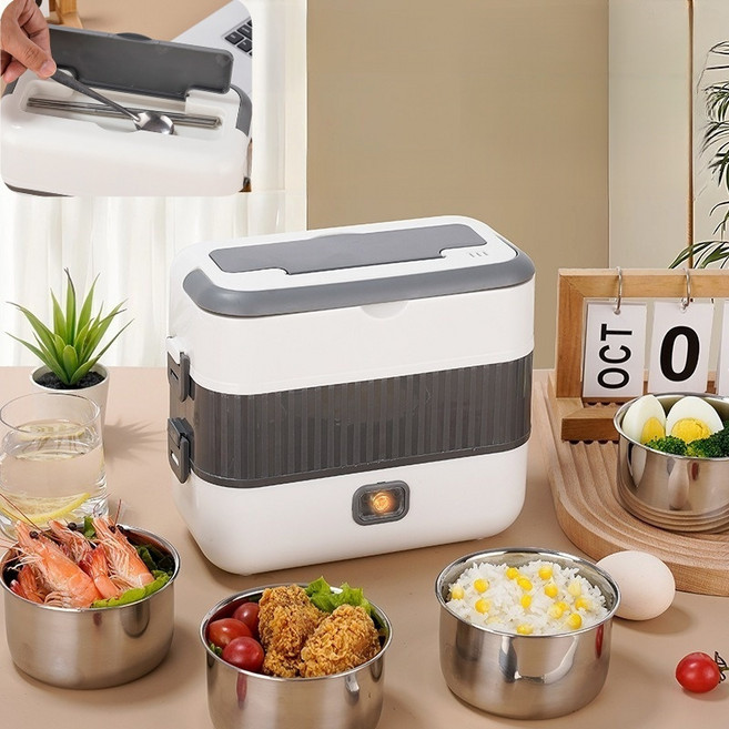 보온도시락 직장인도시락통 가열 도시락통 usb 충전식 휴대용 도시락, 1단, 1개