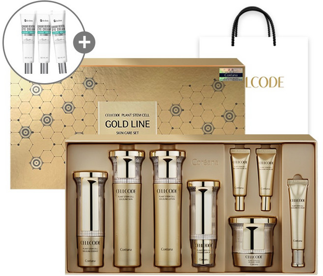 코리아나 셀코드 골드라인 8종세트 쇼핑백 + 사은품증정(캐비어아이크림3개), 1세트