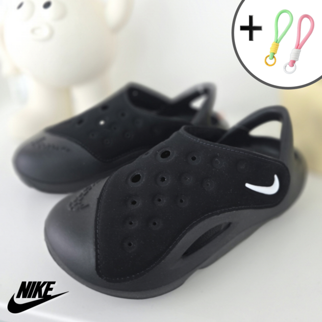 [국내매장 AS가능] 나이키 아쿠아 스우시 키즈 샌들 블랙 신기편한 신발 발편한 혼자신는 아동화 유아 남아 여아 찍찍이 아동 여름신발 물놀이 사은품증정 FN0876-002