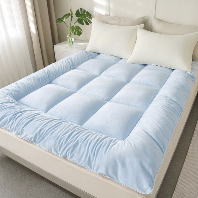 아누베오 자가발열 통세탁 양면 극세사 토퍼, 베이비블루