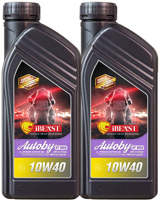 아이비스트 오토바이올인원 4행정 4T 엔진오일10W40 MA2, 2개, 10W40