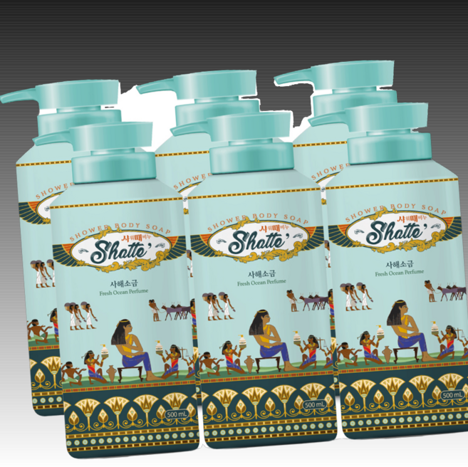 무궁화 샤워때비누 사해소금, 500ml, 6개