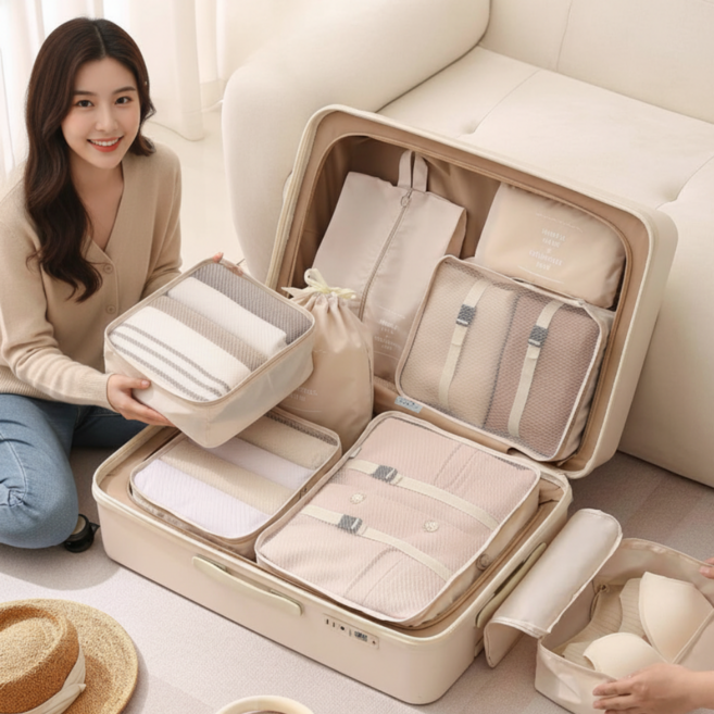 햄부케 여행용 캐리어 정리 파우치 8종 세트