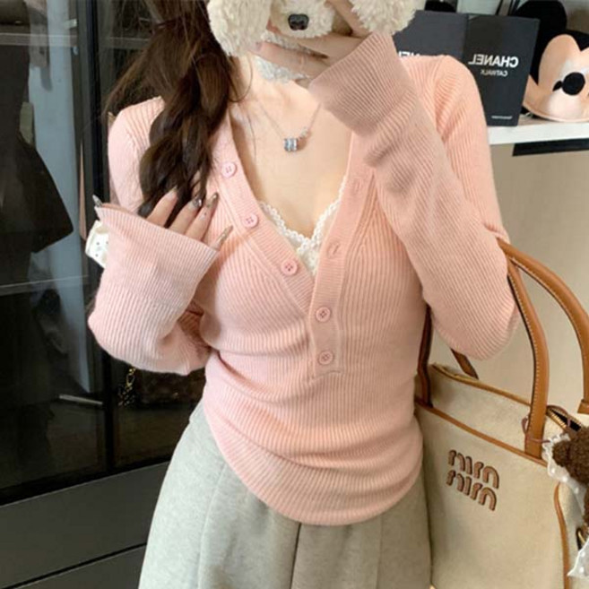 어반룩불 마리엘 버튼 골지 슬림 니트 가디건