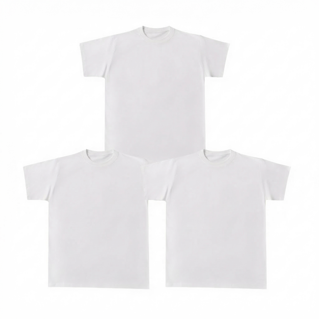 1+1+1 베이직 면 30수 라운드 무지 남자 반팔티 화이트 베이잉