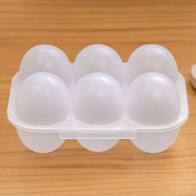 6구 반투명 계란보관함 휴대용 계란케이스 3 the 리빙 캠핑 냉장고 계란정리 트레이, 2개