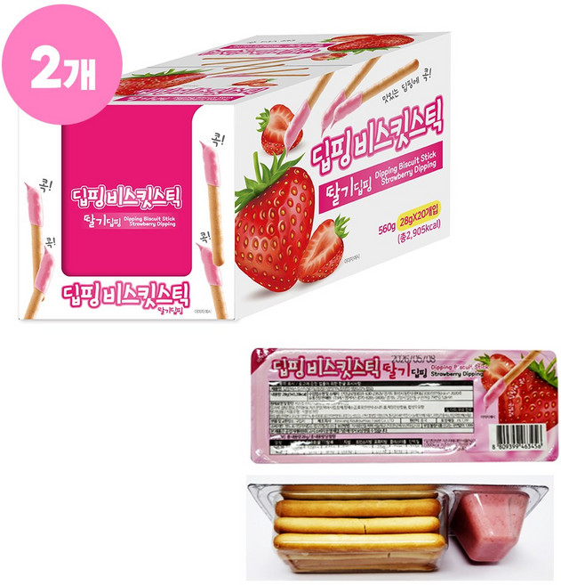 딥핑 비스킷스틱 딸기, 560g, 2개