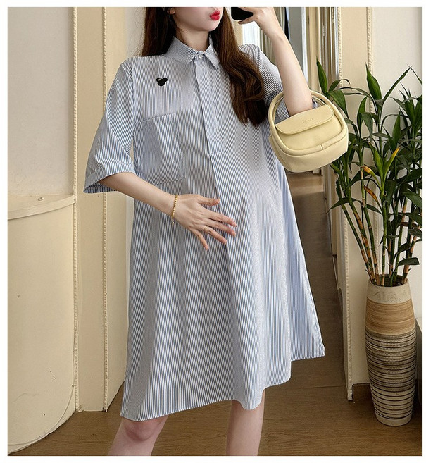 팡팡샵 C ST포켓셔츠 5부 원피스 임부복