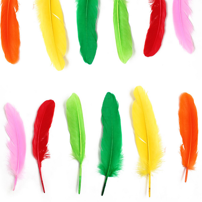 아이디몬 새깃털 코스튬 거위 인조깃털 드림캐쳐 썬캐쳐 인디언 미술깃털, 주황(대)