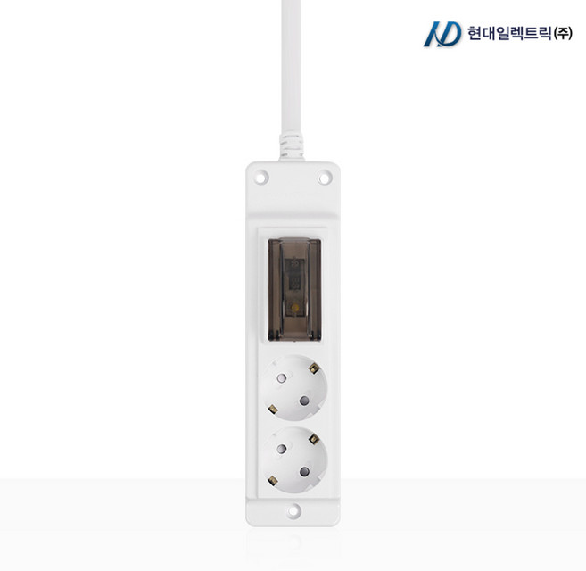 현대일렉트릭 4000W 고용량멀티탭 안전콘센트 배선차단 2구, 1.5m, 화이트, 1개