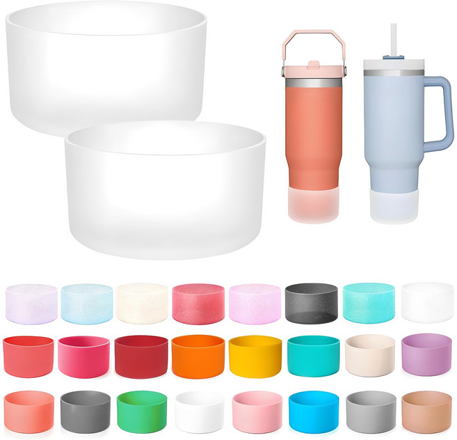 DQmall 스탠리텀블러 호환 BPA FREE 부츠 보호대 실리콘 커버, 2개, 클리어