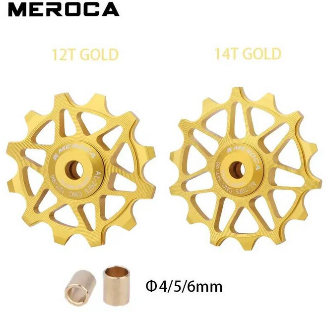 베벨기어 MTB 도로 자전거 12/14T 세라믹 베어링 풀리 Sram Shimano 산악 변속기 용 8V 9V 10V 11v 뒷 가이드 휠, 옵션15) 12T 14T GOLD, 1개