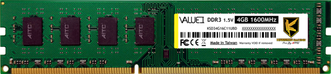 AITC 桌上型記憶體 DDR3 1600MHz, 1個