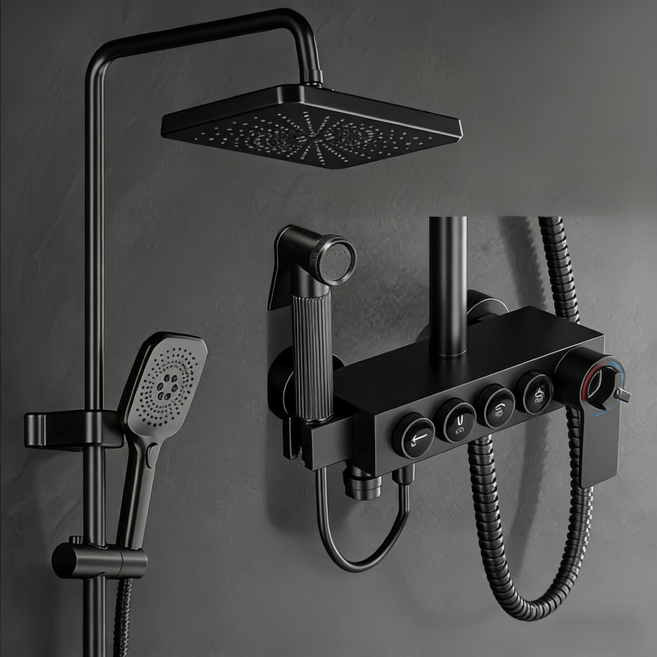 YAPOGI 현대식 해바라기 샤워기 세트 샤워수전, 블랙, 1세트