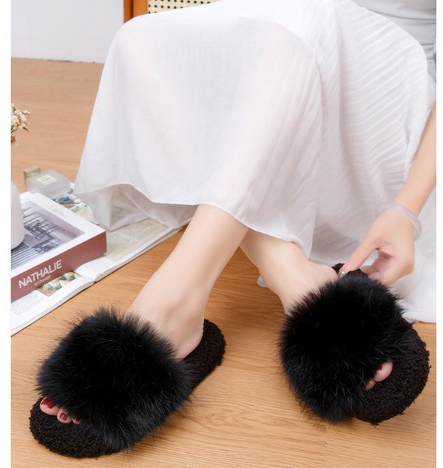 스테파라 털슬리퍼 봄 겨울 여성 야외용 사무실용 털실내화 따뜻한 퍼슬리퍼