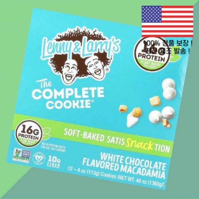 레니 앤 래리스 더 컴플리트 쿠키 화이트 초콜릿 마카다미아 12개 각 4온스 113g Lenny Larry's The Complete Cookie White Chocolate, 레니 앤 래리스 더 컴플리트 쿠키 화이트 초콜릿 마카다 - 쿠팡