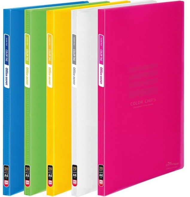 칼라텍 클리어화일 A4 20P 노랑 OfficeDEPOT, 없음