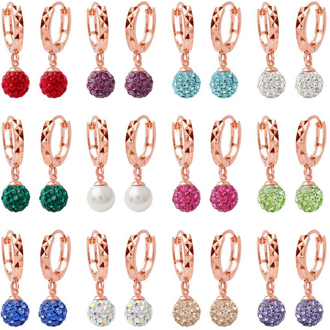 미니아트 탄생석 컬러 미러볼 14K 골드핀 귀걸이 12종