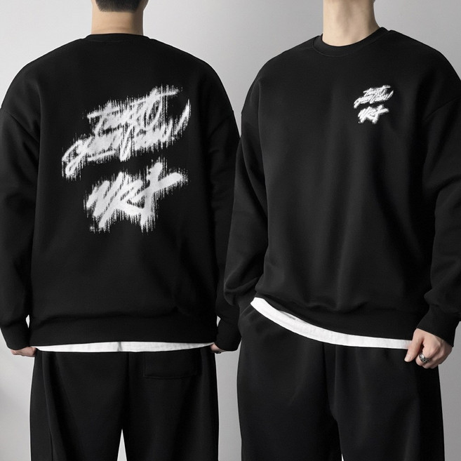 오프앤 기모 국산 오버핏 망점 레터링 맨투맨 빅사이즈 남녀공용