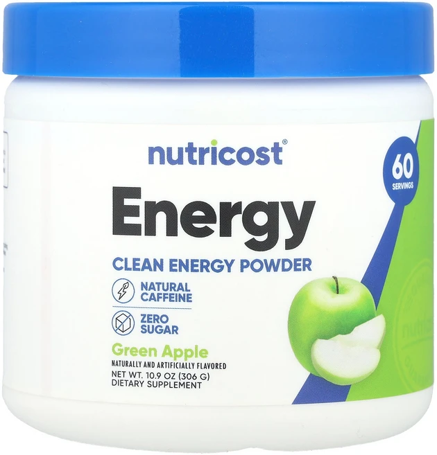 Nutricost Energy 클린 에너지 분말 그린 애플 306g(10.9oz) Nutricost (뉴트리코스트), Packung, 306g, 1개 - 쿠팡