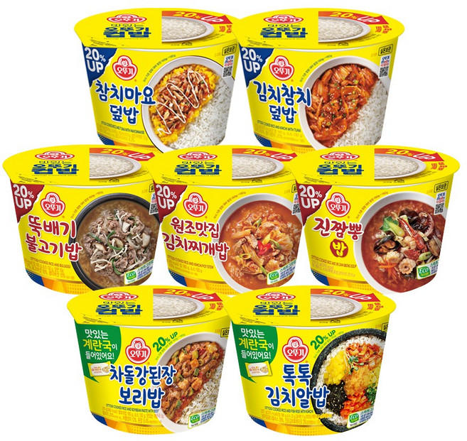오뚜기 컵밥 X 6개 (김치알밥 진짬뽕밥 참치마요 김치참치 등), 315g