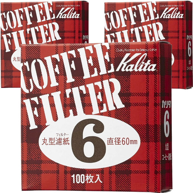 칼리타 커피 필터 원형 여과지 화이트 6 직경 60mm, 3개, 100개