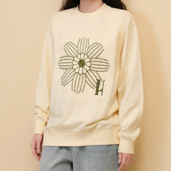 [HIP39] 여성 자수 시보리 맨투맨 박스핏 긴팔티셔츠