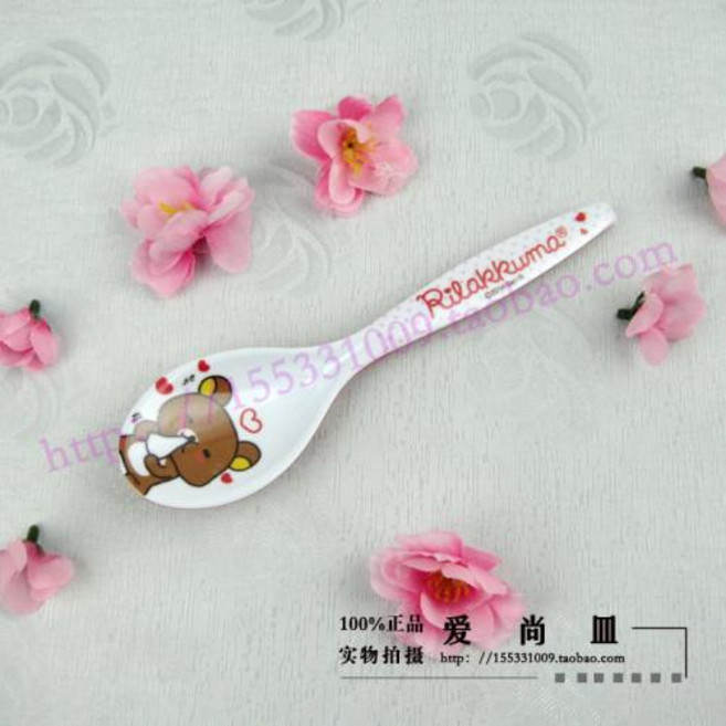 그릇세트 고급 한식형 만화 곰 팬더 이지 스푼 멜라민 용 식기 캐주얼 스타일 세트, 2)레드 리락쿠마