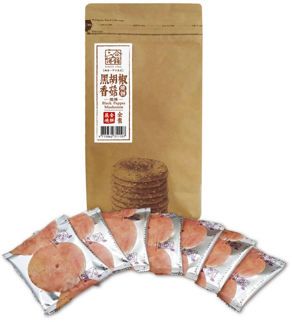 三合蔬食 宜蘭燒餅 台灣伴手禮, 1個, 福袋小單片8入(黑胡椒香菇), 176g