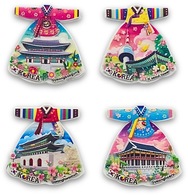 한국민예사 코리아 서울 부산 제주 한복 관광 입체 자석 4조 한국 기념품 외국인 선물 korean souvenir ref magnet, 03
